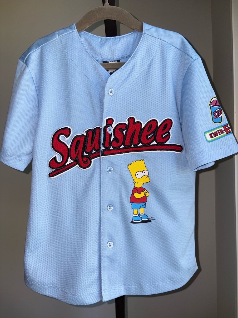 The Simpsons Baseball Jersey Kids Youth Size 6 Bart Simpson Embroidered Summer